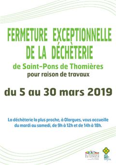 Rendez-vous sur la déchèterie d'Olargues du 5 au 30 mars 2019